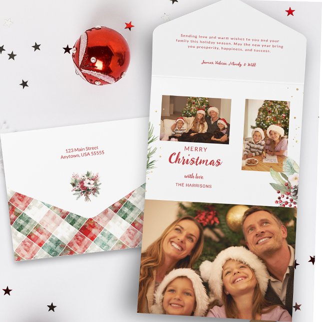 Duas Fotos Botânicas De Natal Com Aquarela Moderna (Criador carregado)