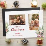 Duas Fotos Botânicas De Natal Com Aquarela Moderna<br><div class="desc">Modelo moderno e limpo de duas fotos com botânicos de Natal a aquarela e brilhantes de ouro sutis.</div>