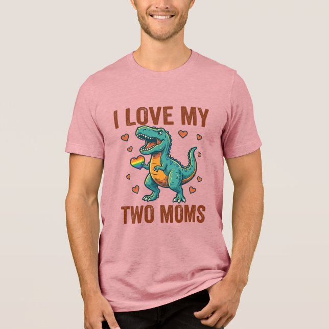Duas Mães Orgulho Camisa Vector T-shirt Dinossauro (Frente)