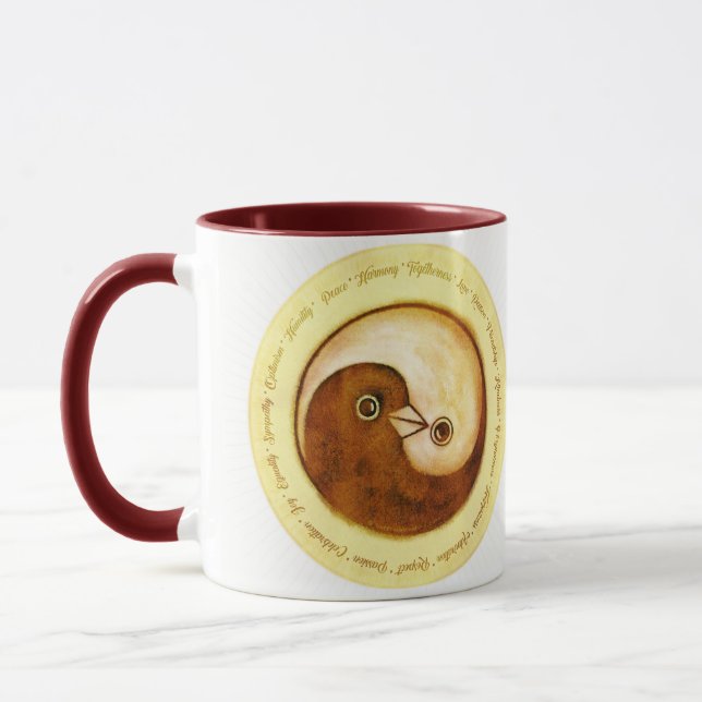 Duas tonalidades chamando caneca Yin Yang pombos d (Esquerda)