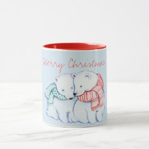 Duas Ursinhas Polares Feliz Caneca de Natal