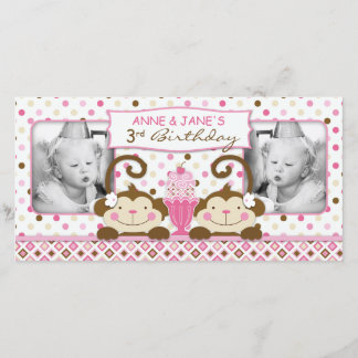 Duas vezes o Cartão com fotos das garotas divertid