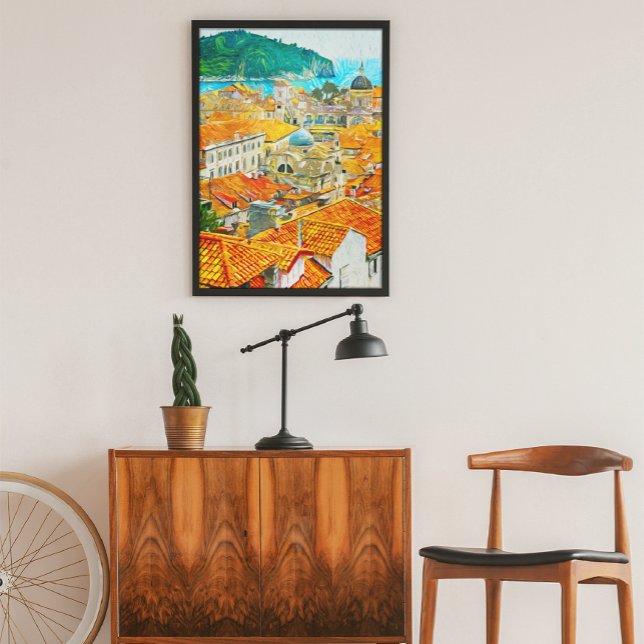 Dubrovnik Croácia Watercolor Oil Paint Poster (Dubrovnik Croatia Watercolor Oil Paint Poster)