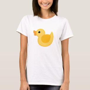 Duck o t-shirt em amarela e no branco - borracha