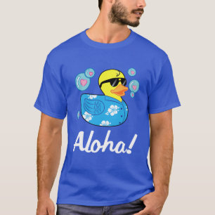 Ducky de borracha na camisa havaiana Aloha