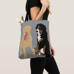 Dudley Labrador e Bernese Mountain Dog Tote Bag
