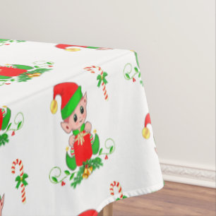 Duende de Natal e Cana-de-Açúcar em Toalha de Mesa