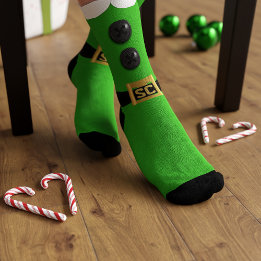 Duende de Natal Verde Meias Festivas Malvado e Bon