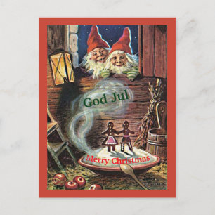 Duendes dos gnomos do cartão de Natal de Tomte do