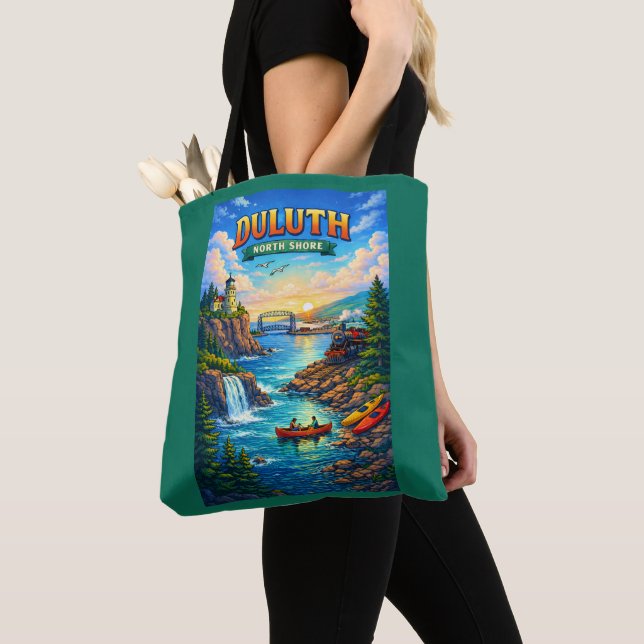 Duluth North Shore Minnesota Souvenir Tote Bag (Close Up)