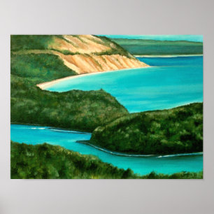 Dunas do urso do sono que pintam o poster de  