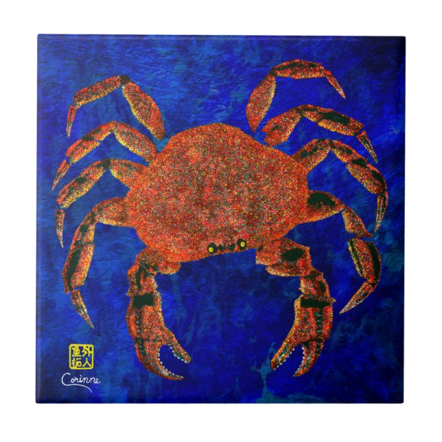 Dungeness Crab L - Pequeno Azulejo Cerâmico (Frente)