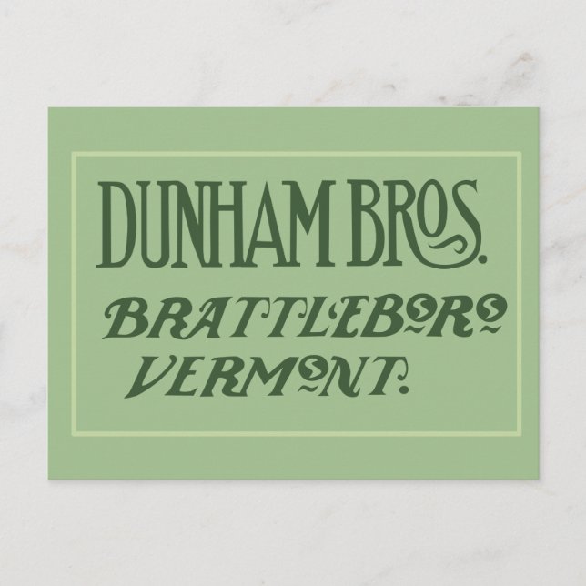 Dunham Bros. Brattleboro, cartão postal VT (Frente)