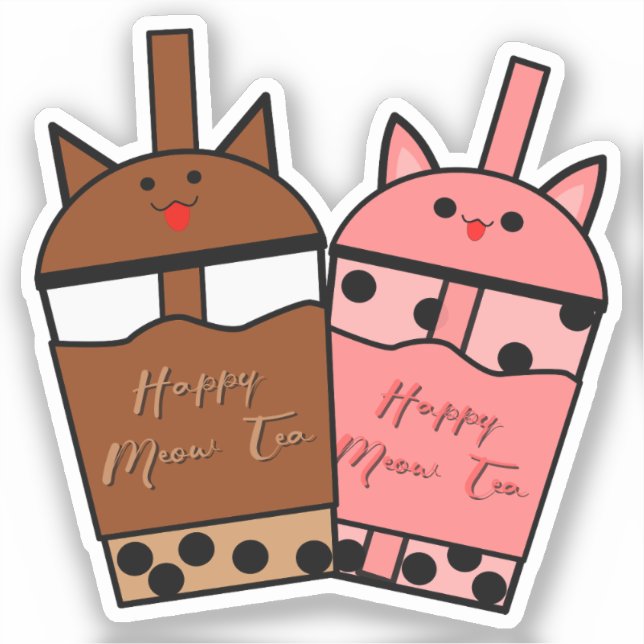 Duo Kawaii Meow Tea Adesivo de Vinil (Frente)