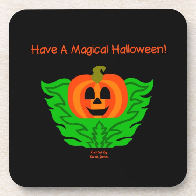 Duro de Abóbora Magnética de Halloween Porta copos (Frente)