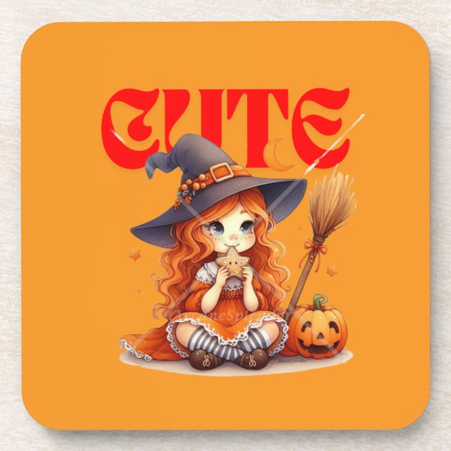 Duro de bruxas bonitas de Halloween Porta copos de (Frente)