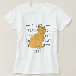 Duro De Trabalho Para O Gato - T-Shirt Engraçado