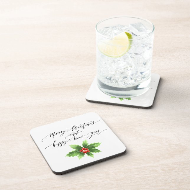 Duro Plástico Porta copos Set-Christmas Holly (Lado Direito)