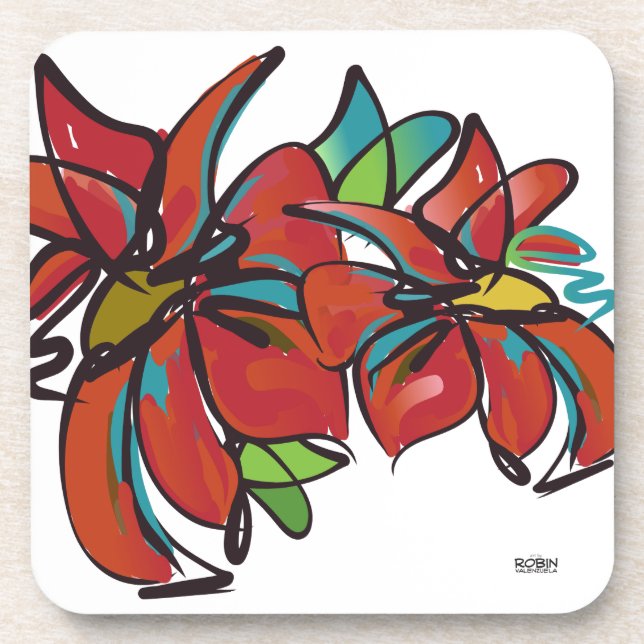 Duro Poinsettia Porta copos plástica (Frente)