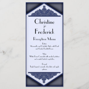 Dusky Blue Vintage, menu de casamento e programa