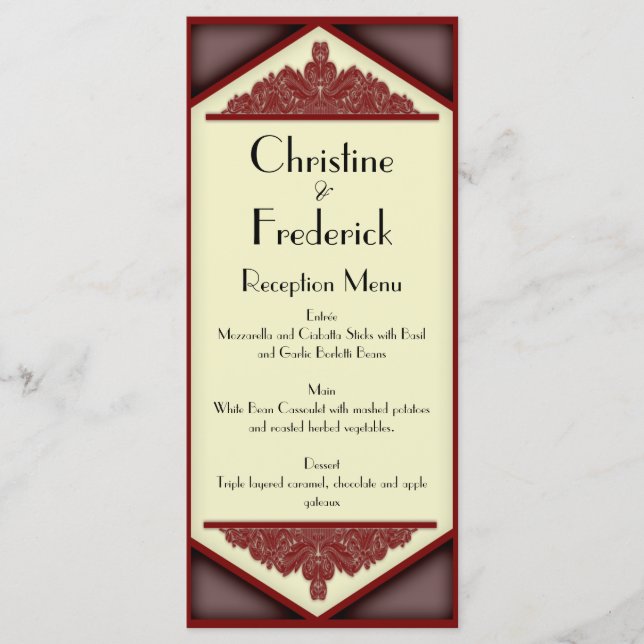 Dusky Pink Vintage, menu de casamento e programa (Frente)