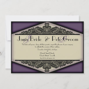 Dusky Purple Vintage monogrammed, convite para cas