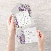 Dusky Watercolor Lilac Cottage Casamento Floral