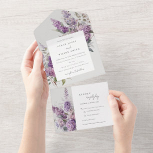 Dusky Watercolor Lilac Cottage Casamento Floral