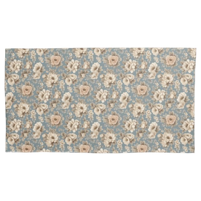 Dusty Biue com Rosas de marfim Floral (Frente)