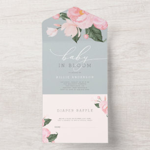 Dusty Blue Blush Floral Girl Baby in BloChá