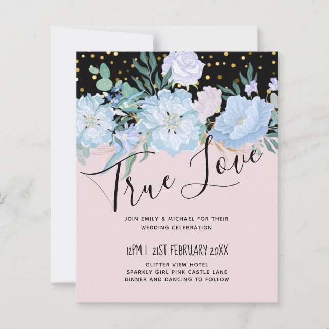 Dusty Blue Blush Pink Floral Orçamento (Frente)