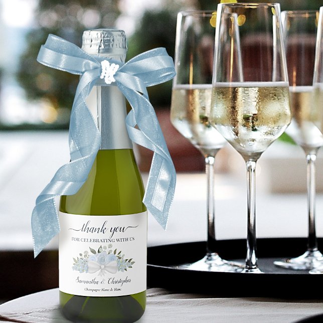 Dusty Blue Boho Casamento Floral Obrigado Mini (Criador carregado)