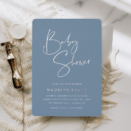 Dusty Blue | Chá de fraldas de Script Minimalista