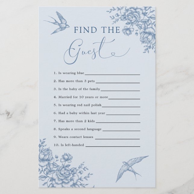 Dusty Blue Chinoiserie Chá de fraldas Encontrar o  (Frente)