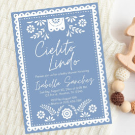 Dusty Blue Cielito convite para chá de fraldas