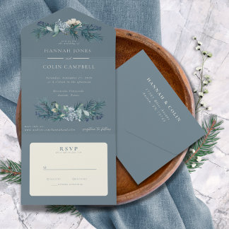 Dusty Blue Cinza Floral de inverno