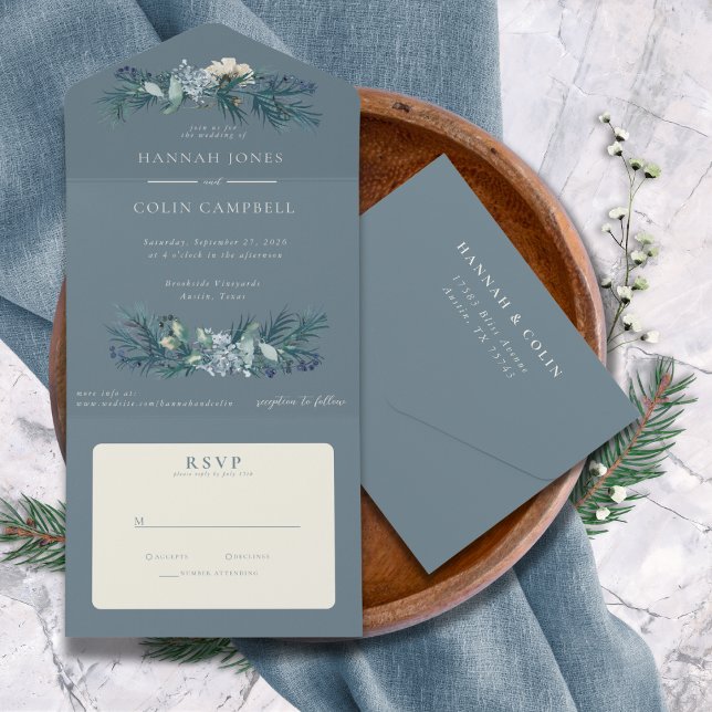 Dusty Blue Cinza Floral de inverno (Criador carregado)