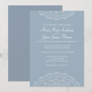 Dusty Blue com Convite para Casamento de Mandala B