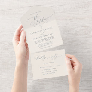 Dusty Blue & Cream Beige Casamento Minimalista