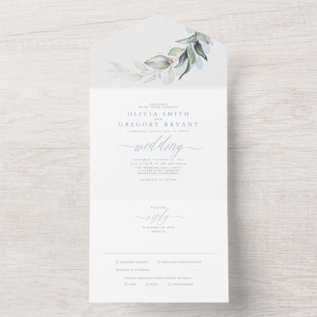 Dusty Blue Dourado Greenerase deixa casamento eleg (Inside)