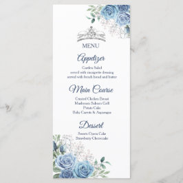 Dusty Blue Dresses Quinceañera Menu Card