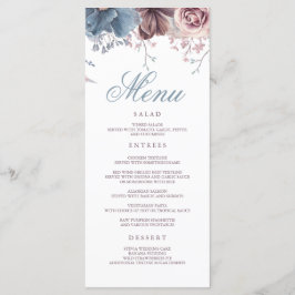 Dusty Blue e Mauve Floral Modern Weds Menus