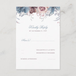 Dusty Blue e Mauve Floral Weding RSVP