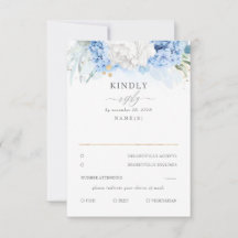 Dusty Blue e White Floral Weding RSVP