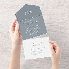 Dusty Blue Elegant Casamento Minimalista