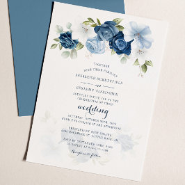 Dusty Blue Floral Botanical Greenery Casamento