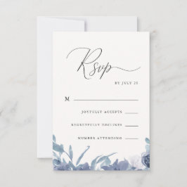 Dusty Blue Floral com Caligrafia Rsvp