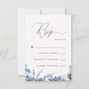 Dusty Blue Floral com Caligrafia Rsvp