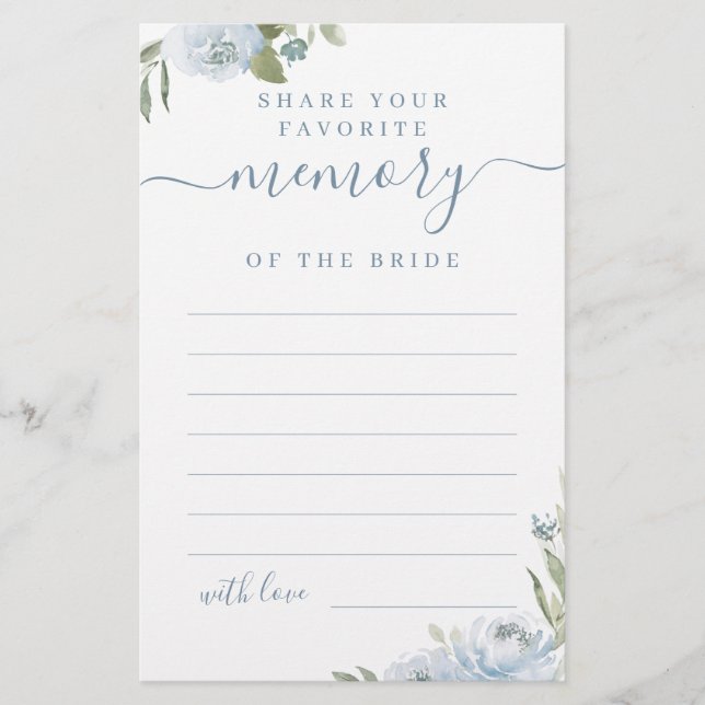 Dusty blue floral compartilha um chá de panela de  (Frente)