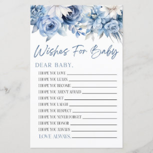Dusty Blue Floral Deseja Jogar Chá de fraldas
